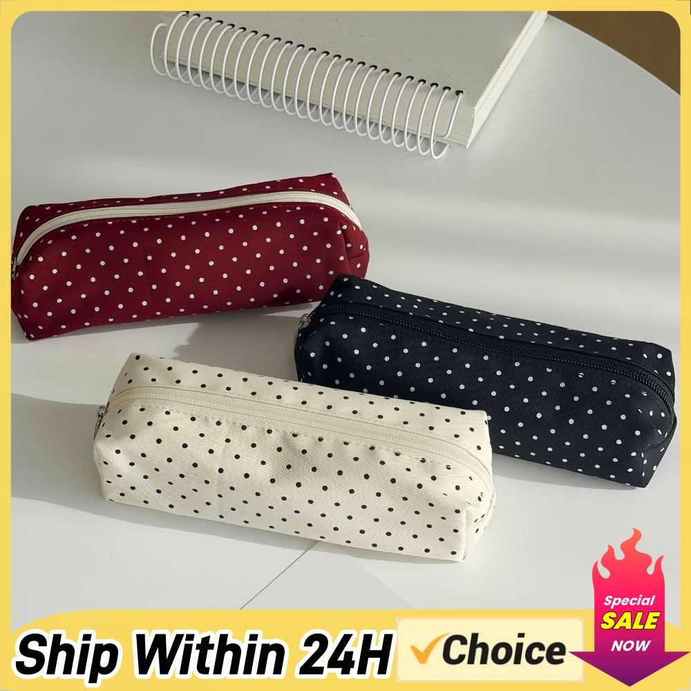 Aesthetic Large Pencil Case Pouch - Estuche para lápices con bonitos puntos