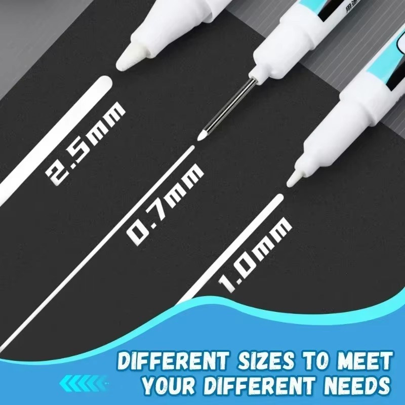 Stationery - Marcadores permanentes blancos de 0,7/1,0/2,5 mm,