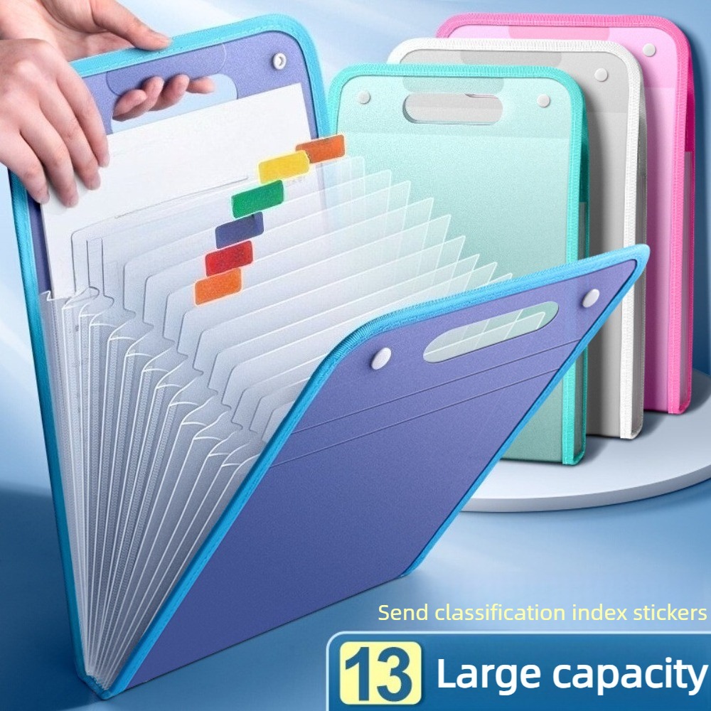 Expandable Accordion File Folder 13 Pockets - Carpeta de Archivo Translúcida Tipo Acordeón