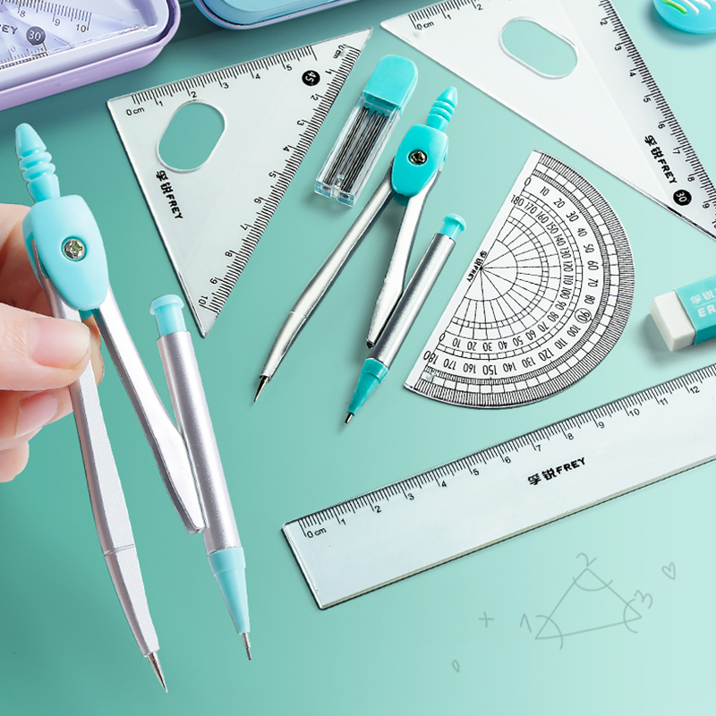 Math Geometry Set With Compass - Juego de brújula de acero inoxidable,