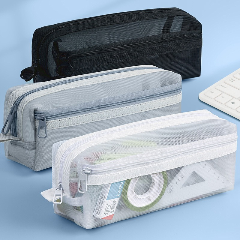 Clear Mesh Pencil Pouch For Exam - Estuche de Lápices de Malla Transparente