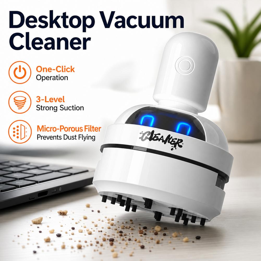 Mini Desktop Vacuum Cleaner For Eraser Dust - Aspiradora de Escritorio Silenciosa, 3 Velocidades