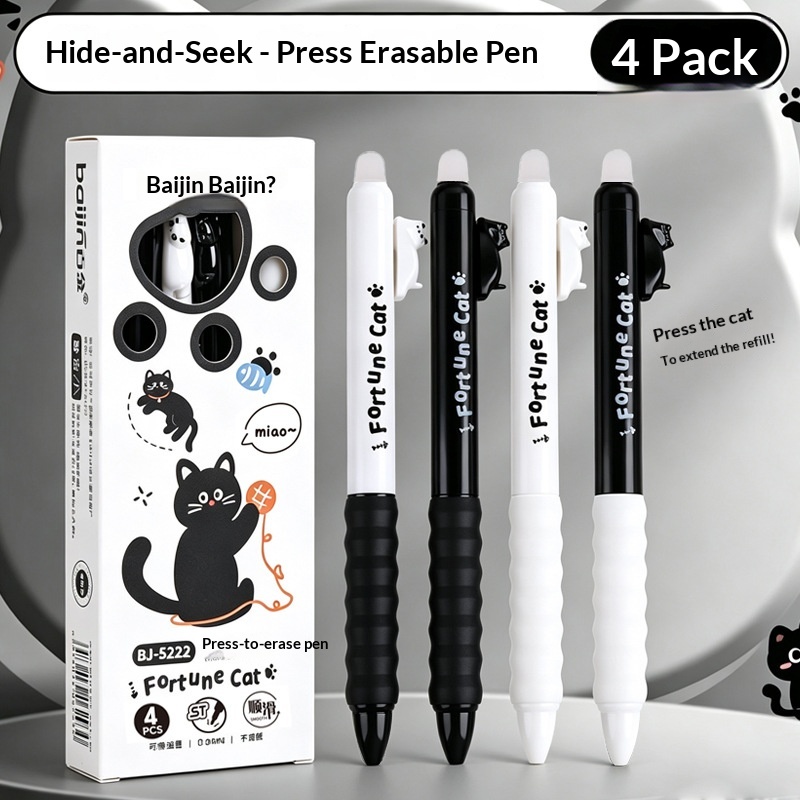 Retractable Eraser Pen Click - 4 bolígrafos de gel borrables con