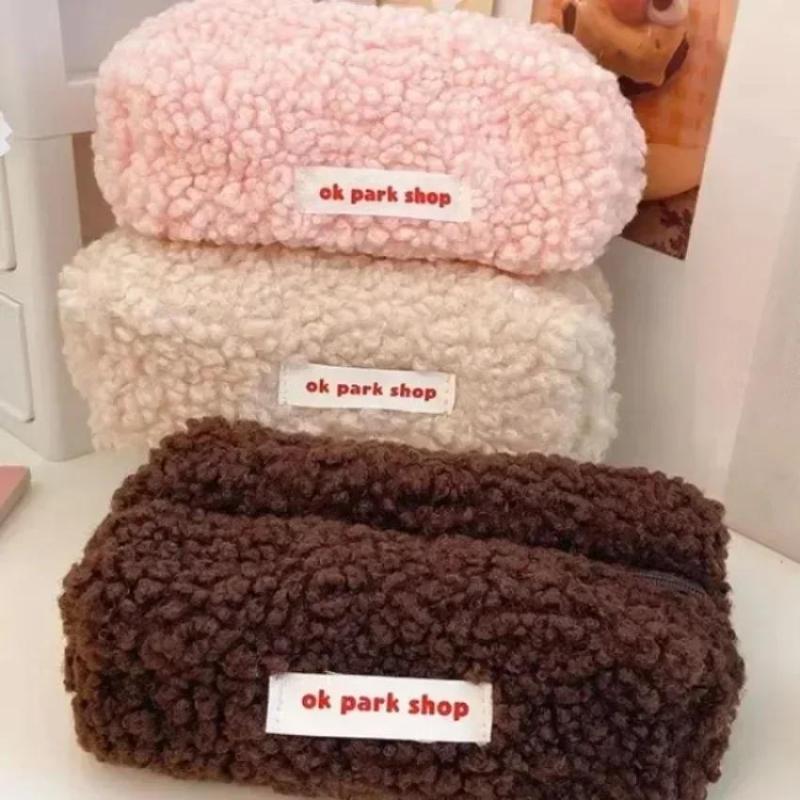 Aesthetic Large Pencil Case Pouch - Bolsa de Almacenamiento de Peluche con
