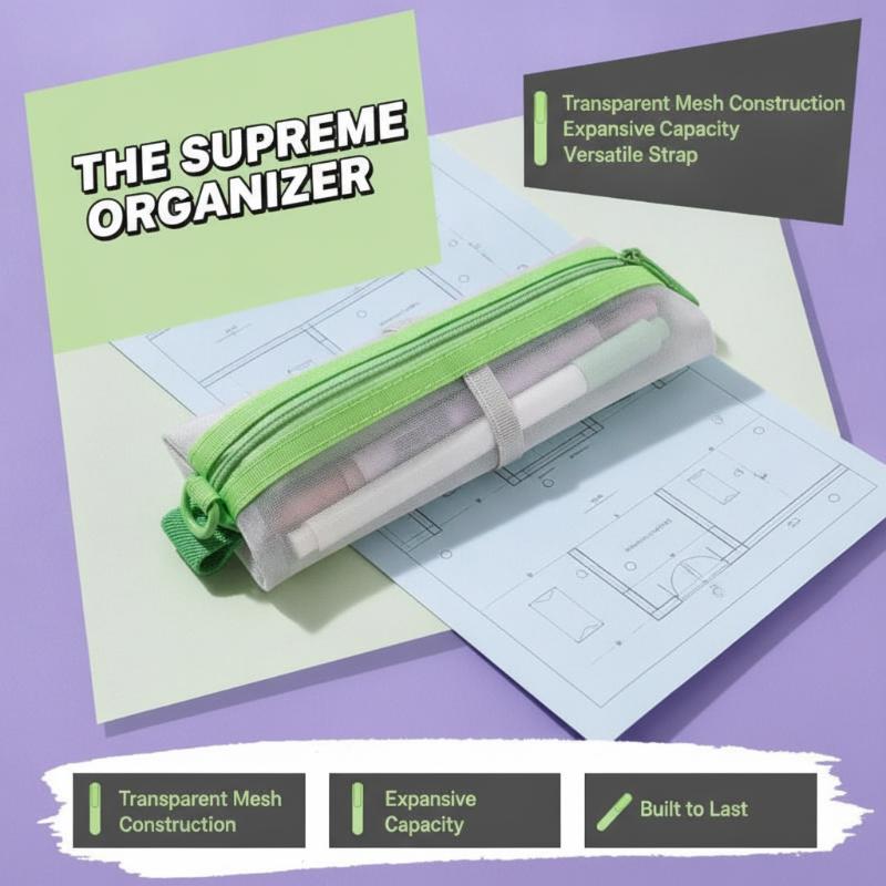 Clear Mesh Pencil Pouch For Exam - Estuche Transparente de Malla para Lápices
