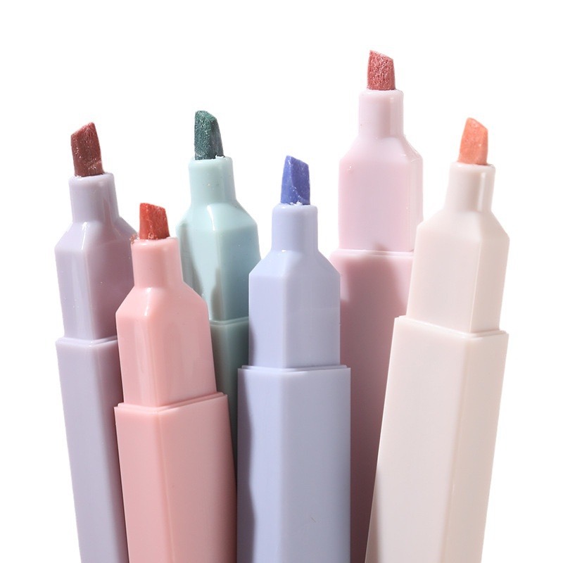 Pastel Highlighter Set Double Ended - 6 unids/set resaltadores conjunto lindo Kawaii