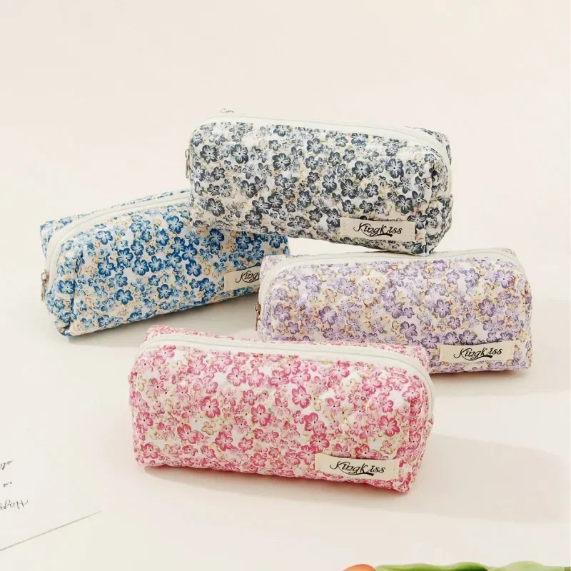 Aesthetic Large Pencil Case Pouch - Estuche de lápices Floral Retro para