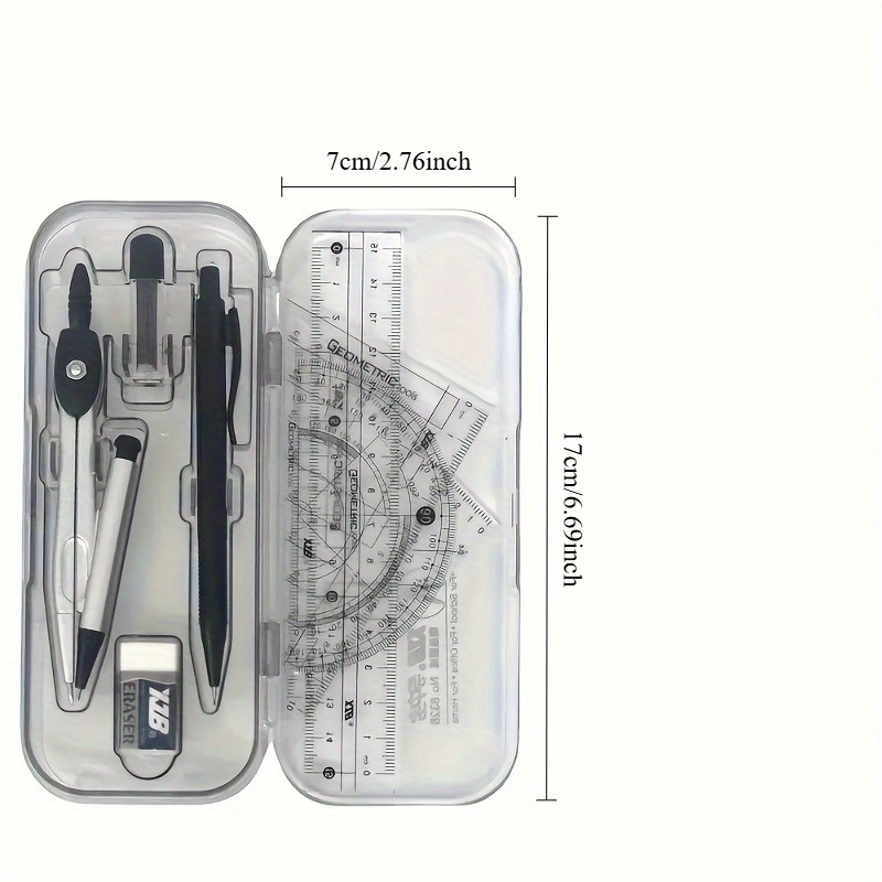 Juego de brújula y regla, kit  - Math Geometry Set With Compass reseña y precio