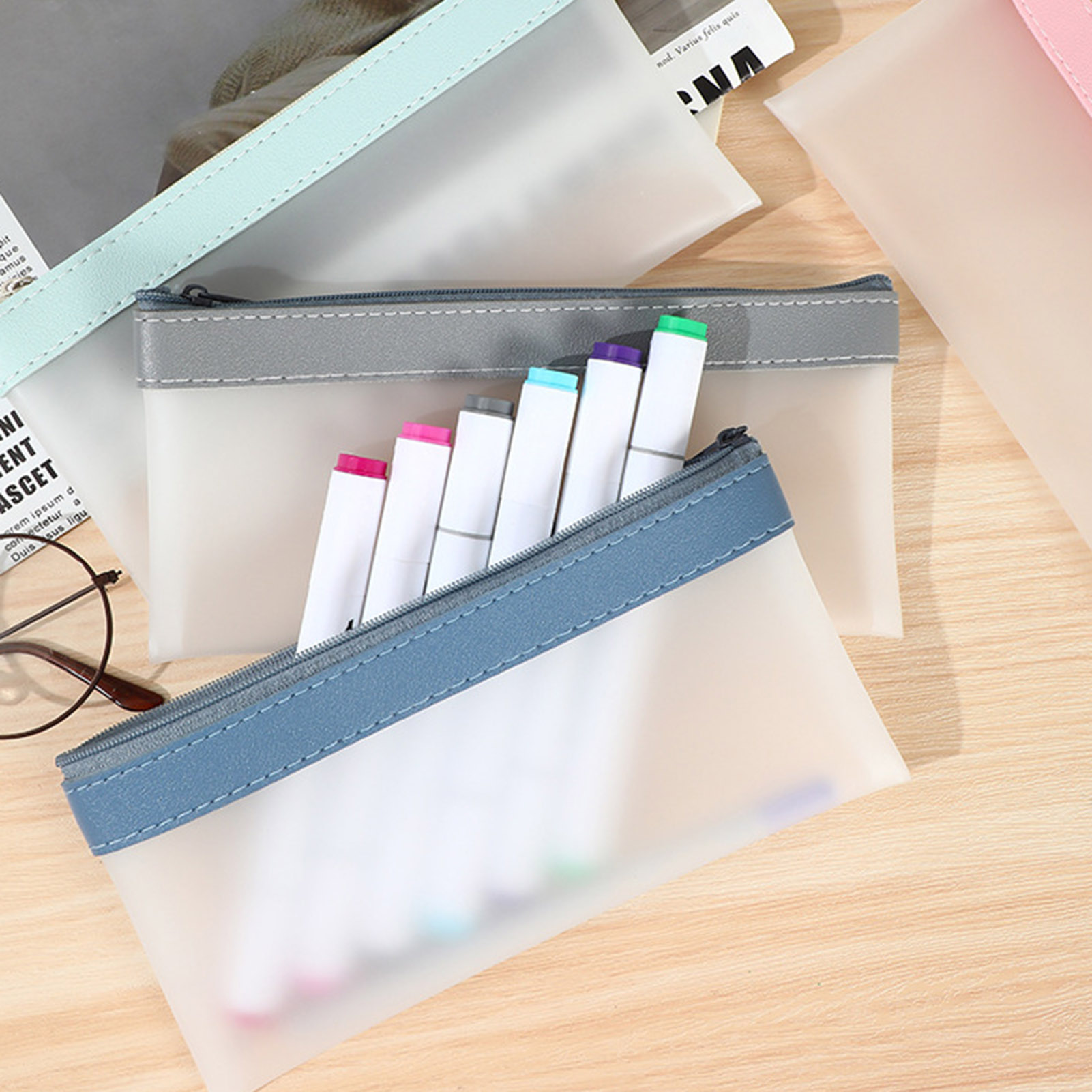 Estuche de lápices esmerilado  - Aesthetic Large Pencil Case Pouch reseña y precio