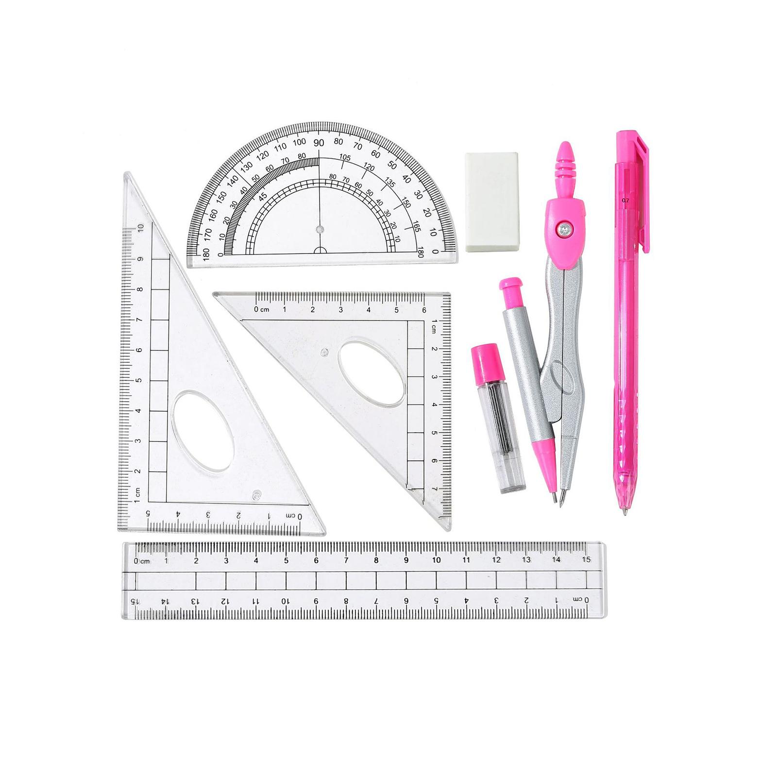 Juego de Reglas, Transportador - Math Geometry Set With Compass reseña y precio