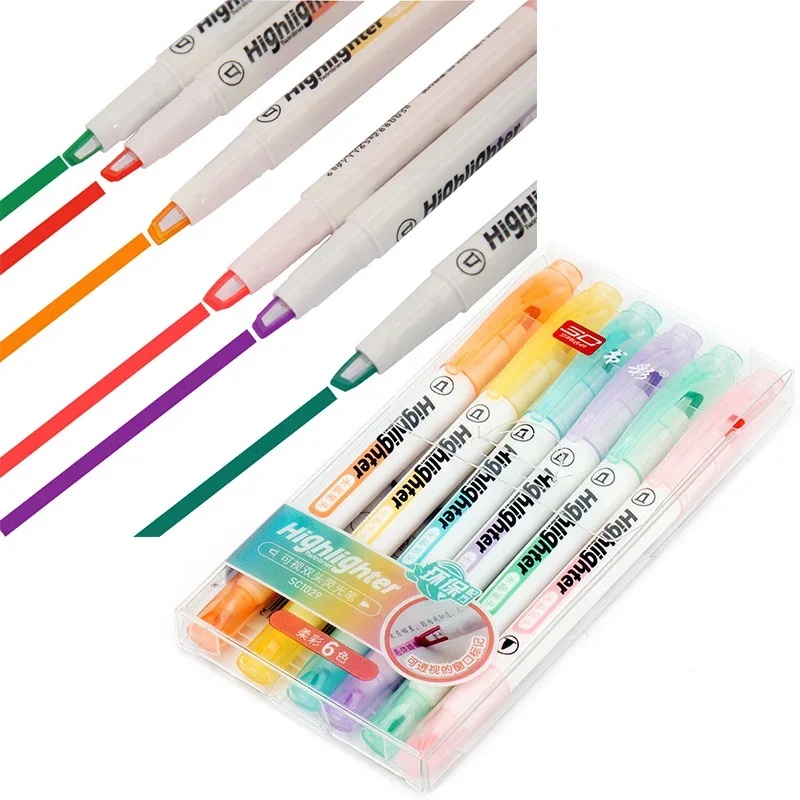 Juego de 6 rotuladores de punt - Pastel Highlighter Set Double Ended reseña y precio